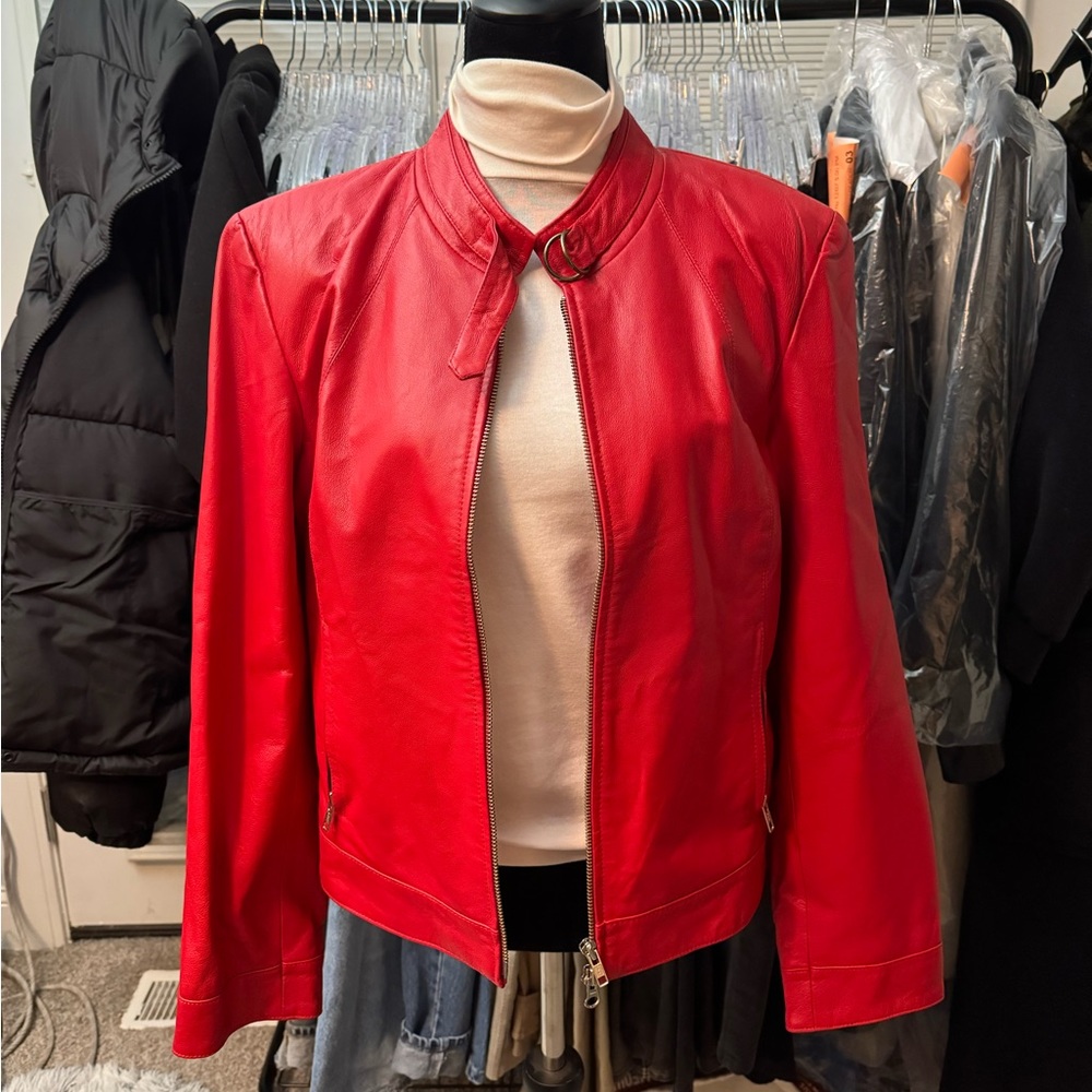 Red leather jacket